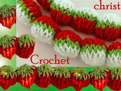 Crochet en punto 3D guirnaldas esferas fresas de una tira tejido tallermanualperu