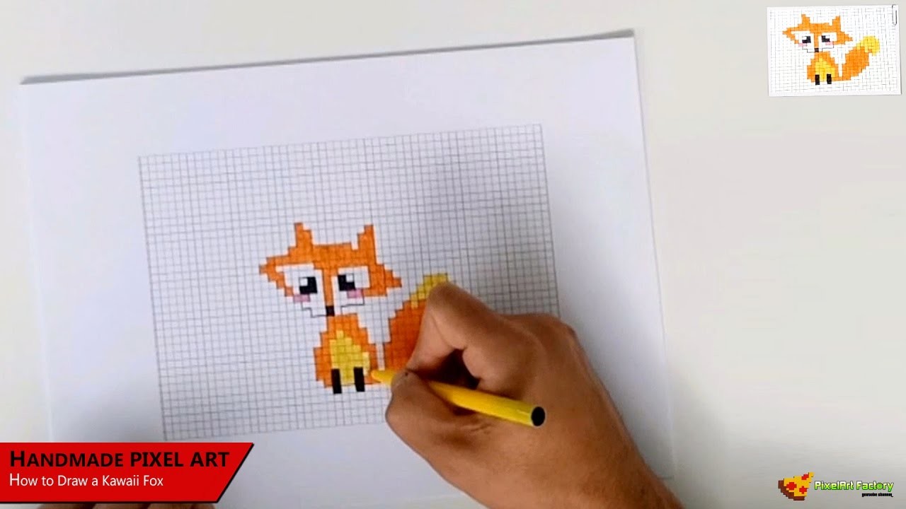 Handmade Pixel Art   How To Draw a Kawaii Fox  #PixelArt | PixelArt Factory