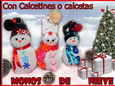 Manualidades Navideñas - Muñecos de Nieve de Calcetines o calcetas