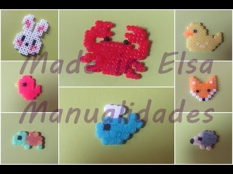 Ocho  charms de animales con hama beads mini