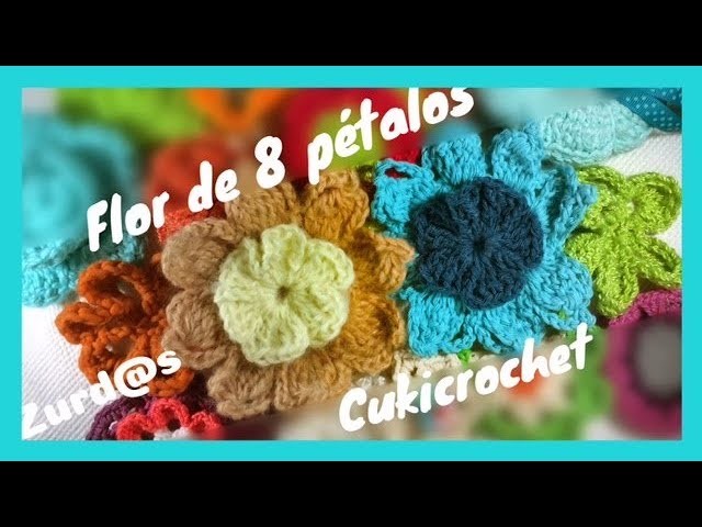 PARA ZURD@S: CROCHET, FLOR DE OCHO PÉTALOS Y PICOS. PASO A PASO