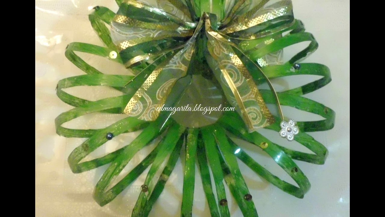 Tutorial: Corona de Navidad (botella de plastico)