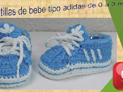 Zapatillas tipo adidas para bebe de 0 a 3 meses.