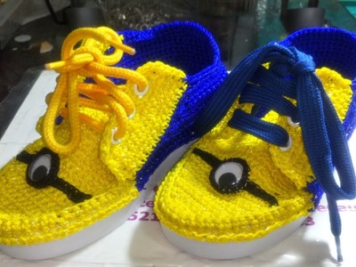 Zapatos tejidos a crochet modelo Minion  Zapatos de Minions. PASO A PASO