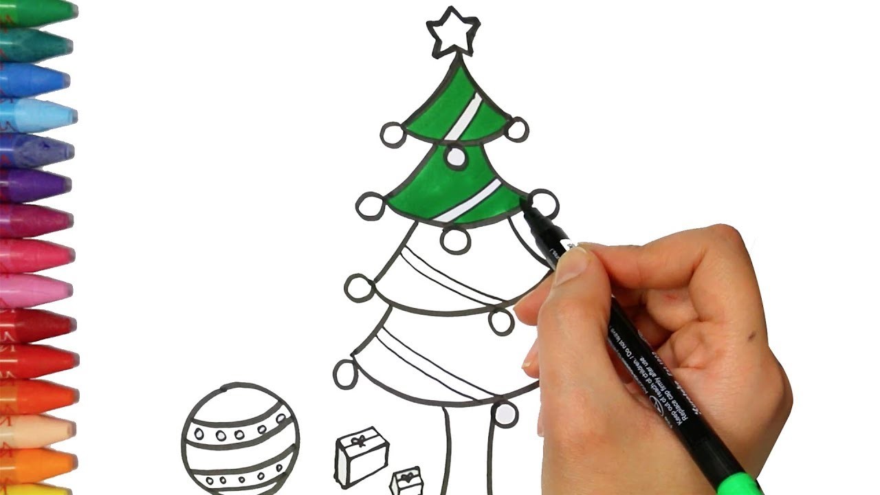 Árbol de Navidad o Árbol de Pino | Cómo dibujar y colorear paso a paso los para niños