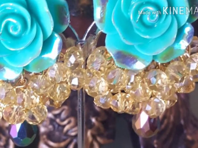 Arete azul turqueza con dorado.byMildredHidalgo