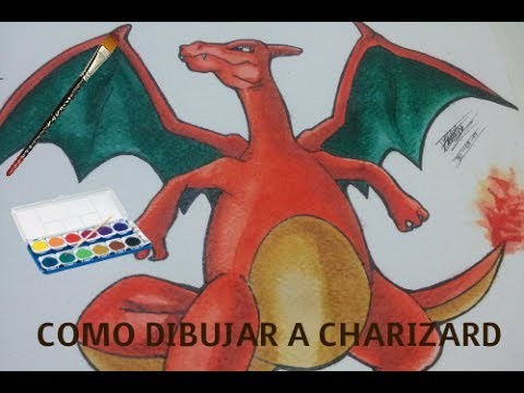 Como Dibujar a Charizard En Acuarelas. Pokemon.  Paso a Paso. Speed Drawing