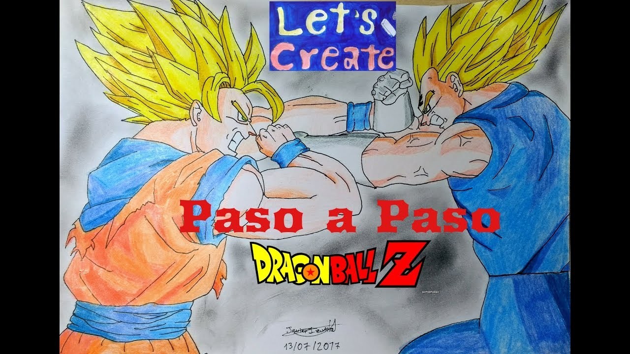 Cómo dibujar a Goku vs Majin Vegeta - Dragón ball Z - Paso a paso