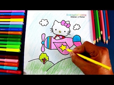 Cómo dibujar a Hello Kitty aviadora (dibujo para niñas) | How to draw Hello Kitty aviatrix