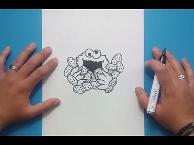 Como dibujar al Monstruo de las galletas paso a paso - Barrios Sesamo | How to draw Cookie Monster