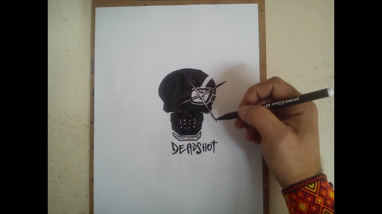 COMO DIBUJAR EL LOGO DE DEADSHOT - SUICIDE SQUAD. how to draw deadshot logo - suicide squad