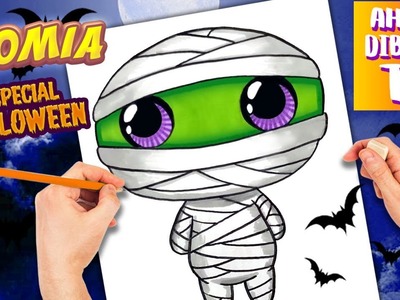 Como dibujar MOMIA KAWAII - Dibujos Halloween - Dibujos Kawaii