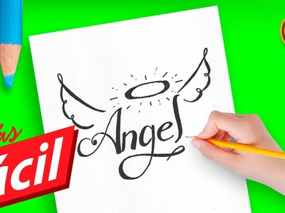 Como dibujar un ángel a lápiz paso a paso fácil con letras | How to draw an angel