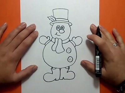 Como dibujar un muñeco de nieve paso a paso 5 | How to draw a snowman 5