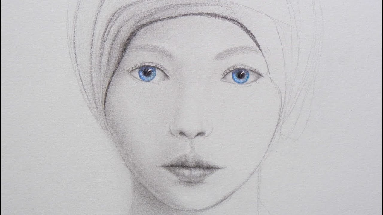 Cómo dibujar un rostro con ojos azules - Arte Divierte.