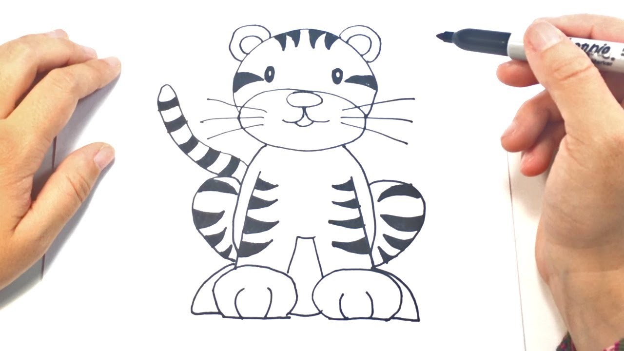 Como dibujar un Tigre para niños | Dibujo de Tigre paso a paso