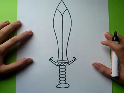 Como dibujar una espada paso a paso 5 | How to draw a sword 5
