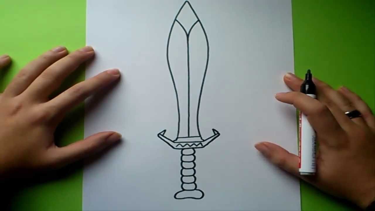 Como dibujar una espada paso a paso 5 | How to draw a sword 5