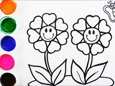 Cómo Dibujar y Colorear Flores de Arco Iris - Videos Para Niños - Learn Colors. FunKeep