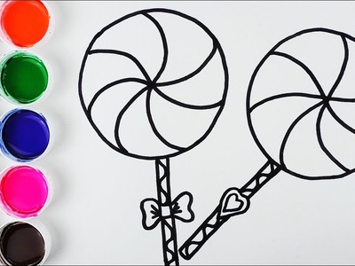 Cómo Dibujar y Colorear Paletas de Arco Iris - Learn Colors For Children. FunKeep