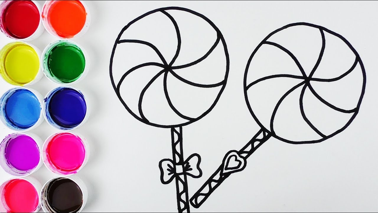 Cómo Dibujar y Colorear Paletas de Arco Iris - Learn Colors For Children. FunKeep