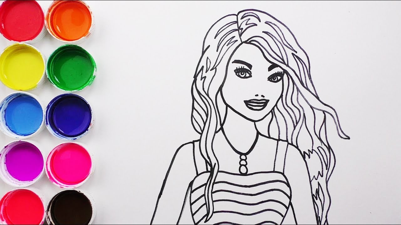 Dibuja y Colorea Barbie de Arco Iris - Dibujos Para Niños - Learn Colors. FunKeep