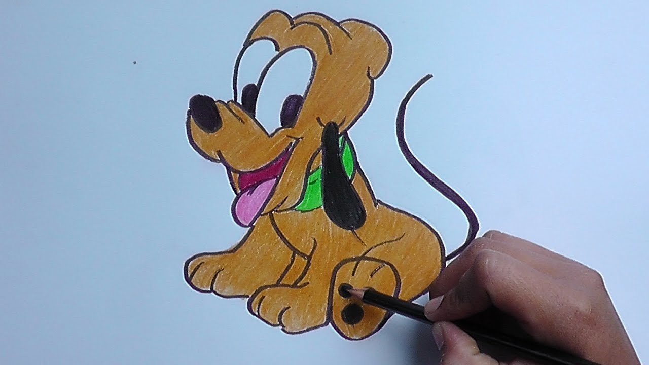 Dibujando y pintando a Pluto (Mickey Mouse) - Drawing and painting to Pluto