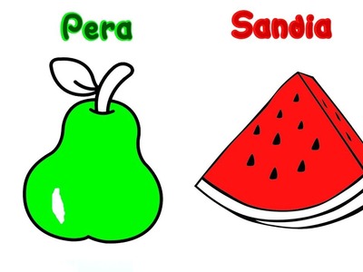 Dibujar y colorear una ????sandia y  ???? pera -  How to  ???? draw watermelon and pear????  coloring