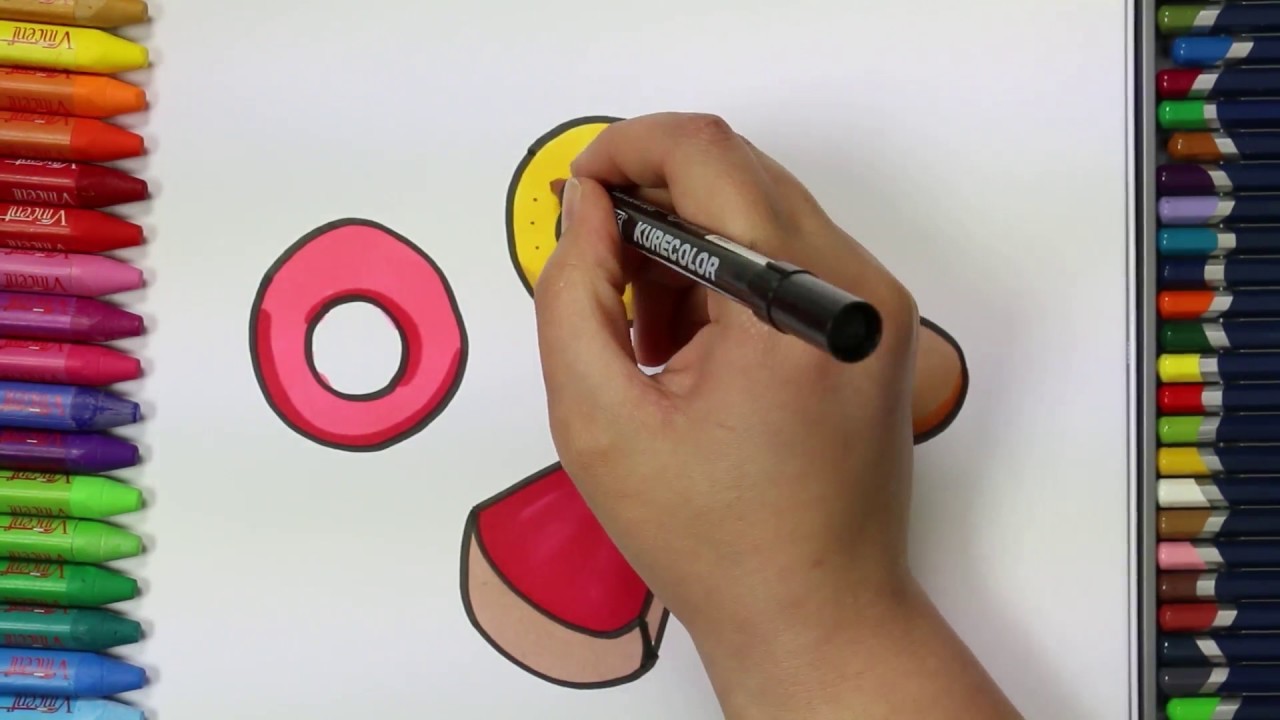 Rosquilla y tarta de queso con Galleta | Cómo dibujar y colorear paso a paso los para niños