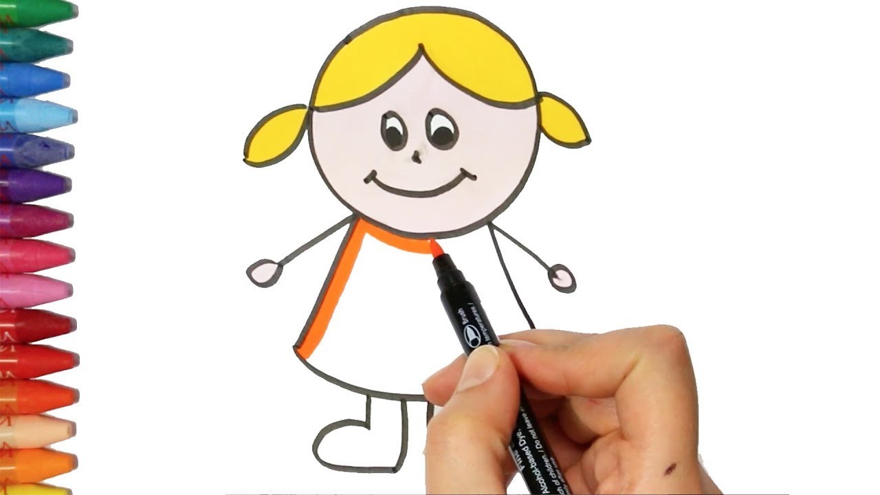 Una Niña | Cómo dibujar y colorear paso a paso los para niños
