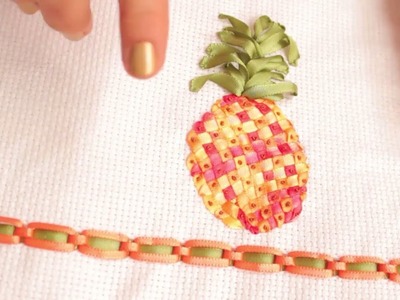 Bordado a mano : piña o anana. diy lindo y fácil + colección frutas. handmade embroidery