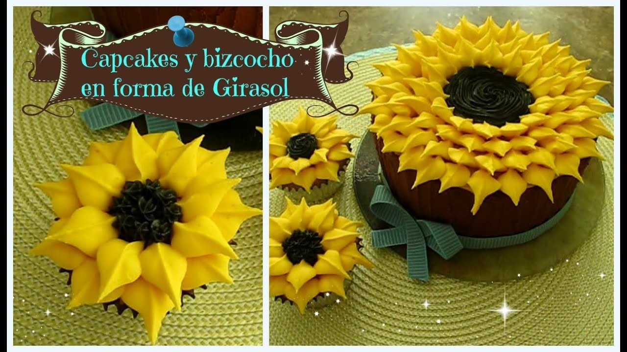 ???? Como decorar cupcakes y bizcocho (pastel) en forma de girasol ????