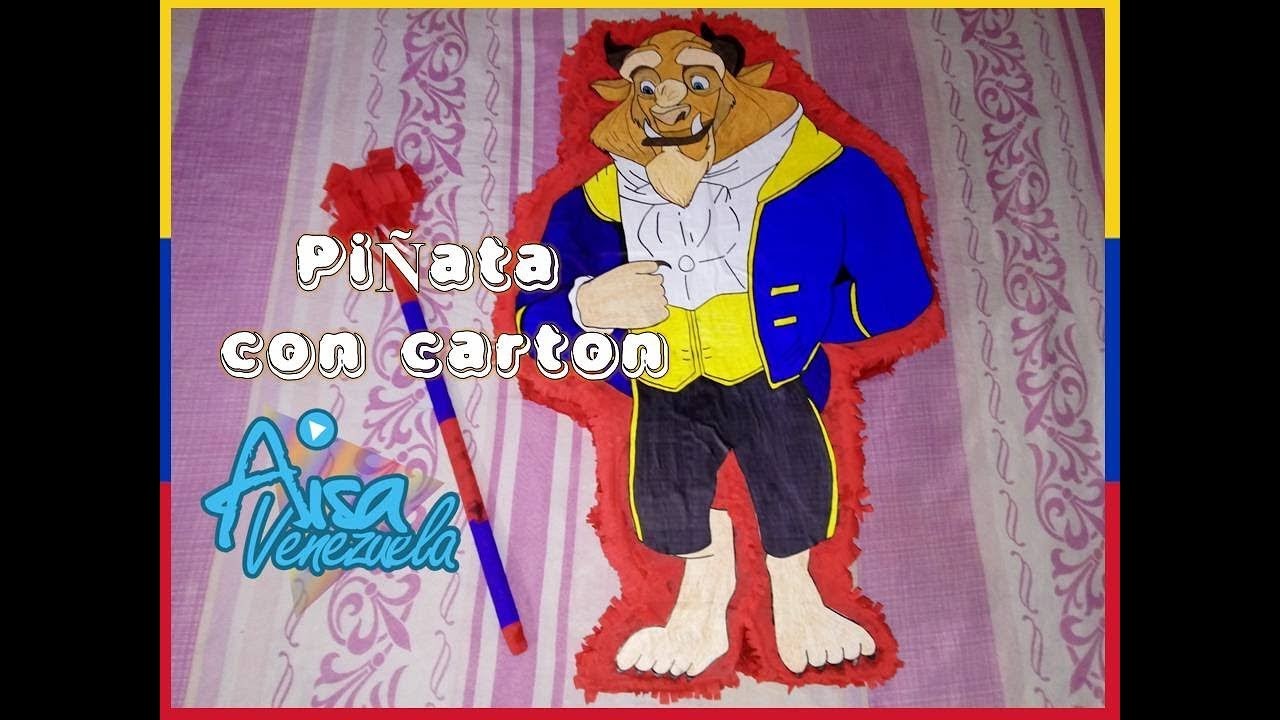 Como hacer una piñata entamborada con carton de bestia bella y la bestia | AisaVenezuela