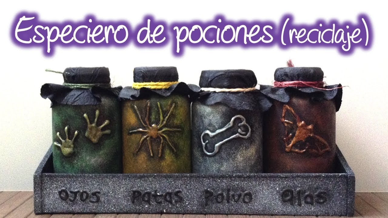 Especiero para pociones de Halloween, Spice rack of potions for Halloween