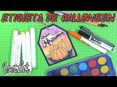 Etiqueta de Halloween con acuarela y rotuladores