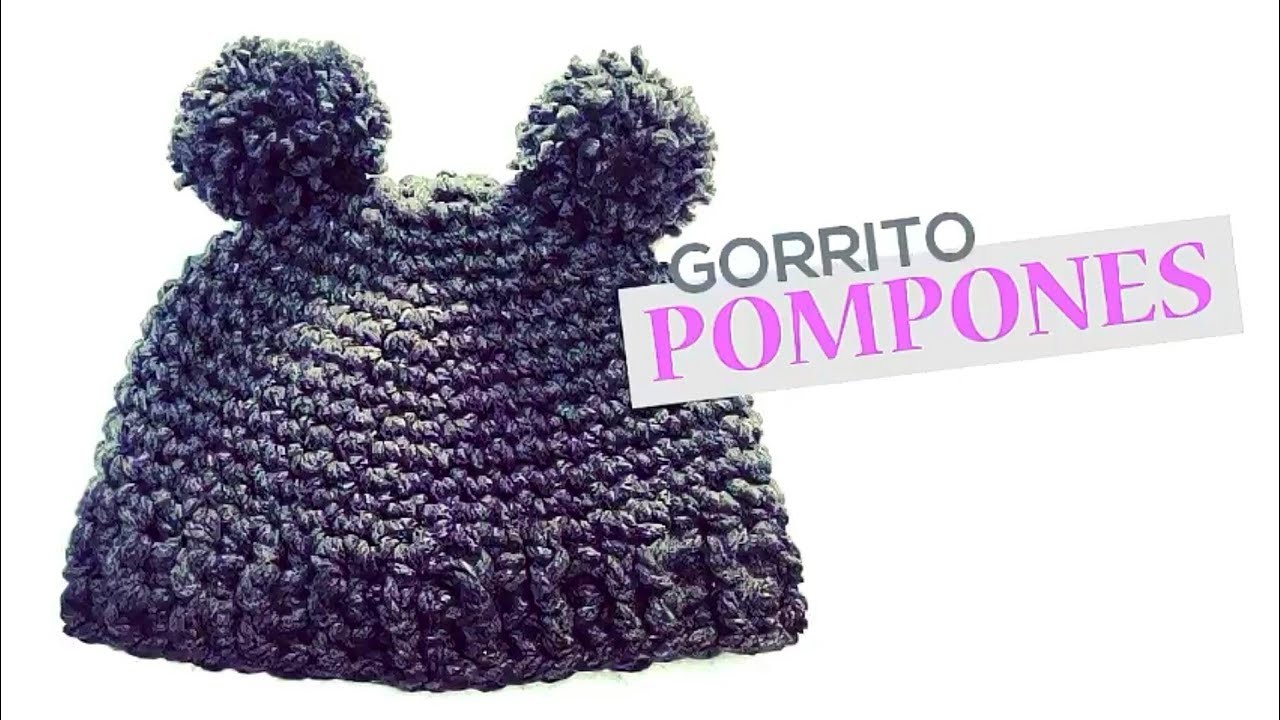Gorrito con Pompones superfácil a crochet!