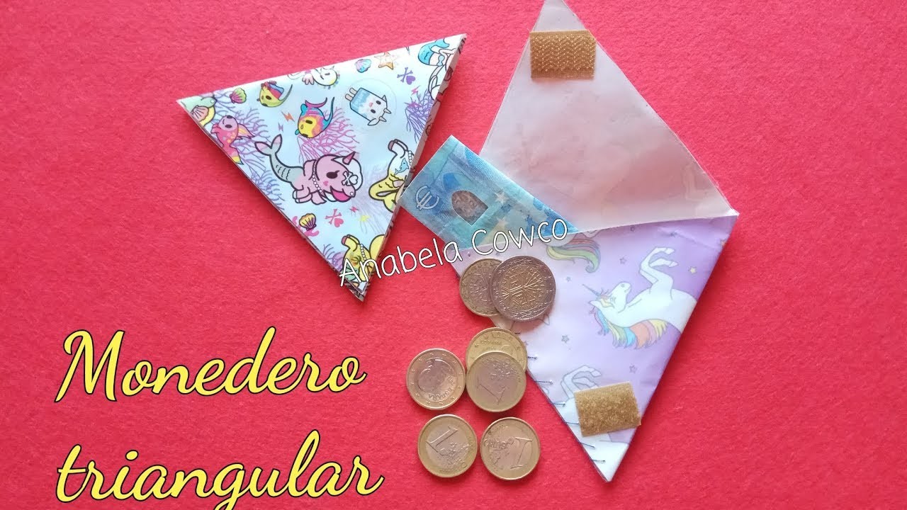 MONEDERO triangular de UNICORNIOS fácil .unicorn coin purse