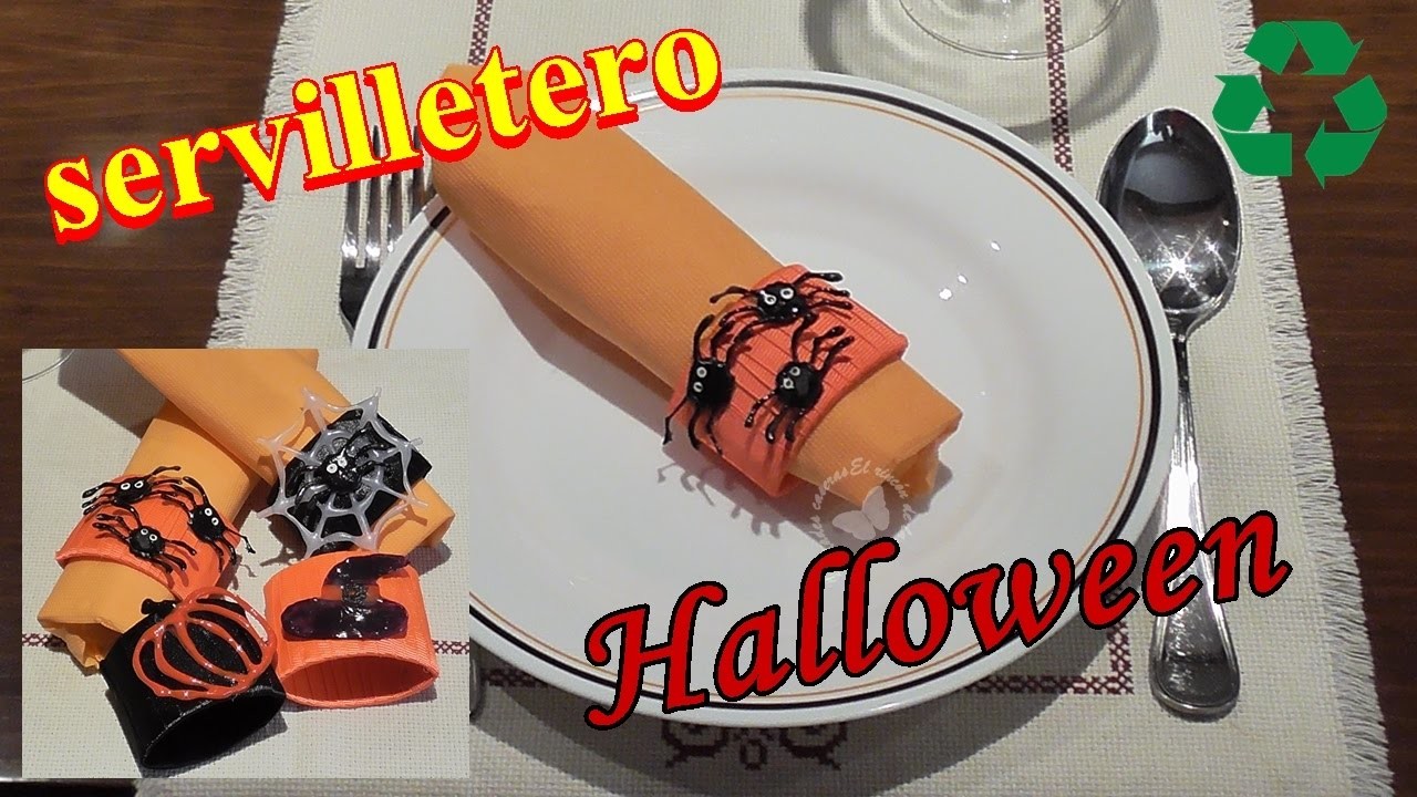 Servilletero Halloween con latas recicladas. Día de los muertos