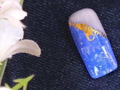 Uñas fáciles de jean o mezclilla - Denim nail art