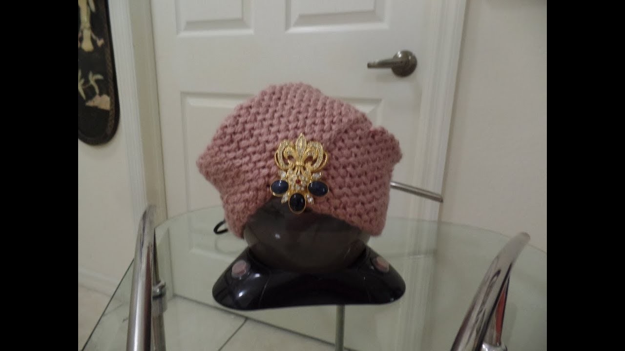 Bella y elegante gorra turbante tejida a crochet