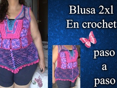 BLUSA 2XL en crochet PASO A PASO 4 de 4