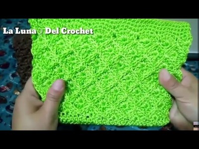 Bolso tejido a Crochet en punto Abanicos En Relieve.LA LUNA DEL CROCHET