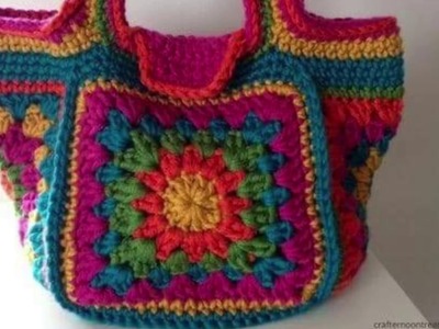 Bolsos Tejido a  Crochet o Ganchillo diseño colorido imagenes