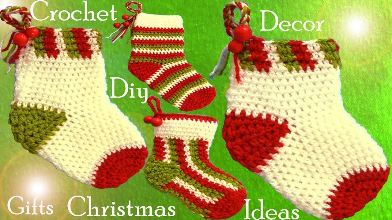 Botas calcetínes a Crochet ideas decoraciones regalos de Navidad tejido tallermanualperu