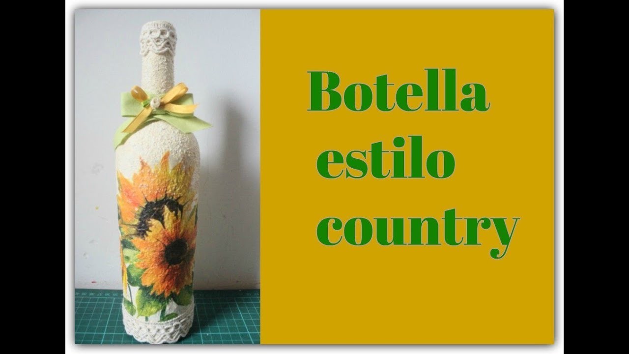 Botella decorada con decoupage sobre arena - Técnicas decorativas - Reciclado - Tutorial - DIY