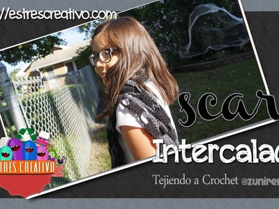 BUFANDA INTERCALADA SENCILLA A CROCHET (NEGRO Y GRIS)