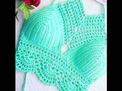 Crop Top Tejido en Crochet o Ganchillo Moda Mujer