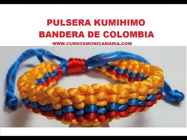 PULSERA KUMIHIMO TRICOLOR. BANDERA COLOMBIA - facil y rapida. Bracelet Colombian Flag
