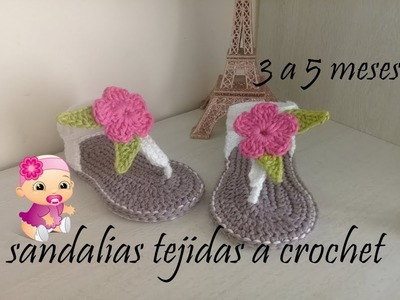 Sandalias tejidas a crochet para bebe