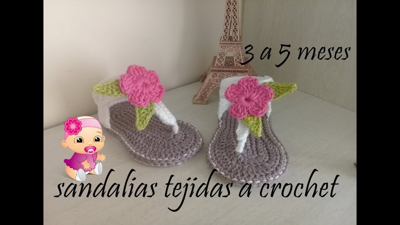 Sandalias tejidas a crochet para bebe